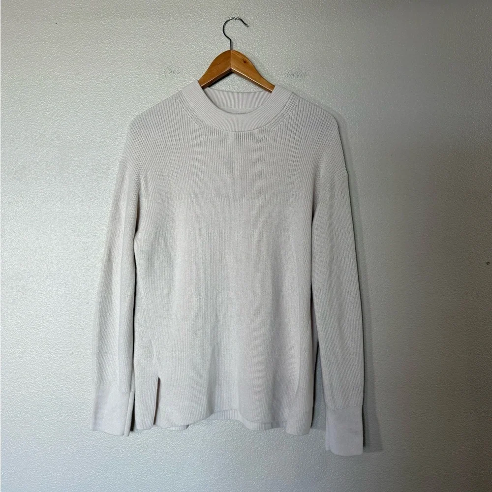 Lululemon Merino Wool-Blend Ribbed Crewneck Sweater White Opal 6
